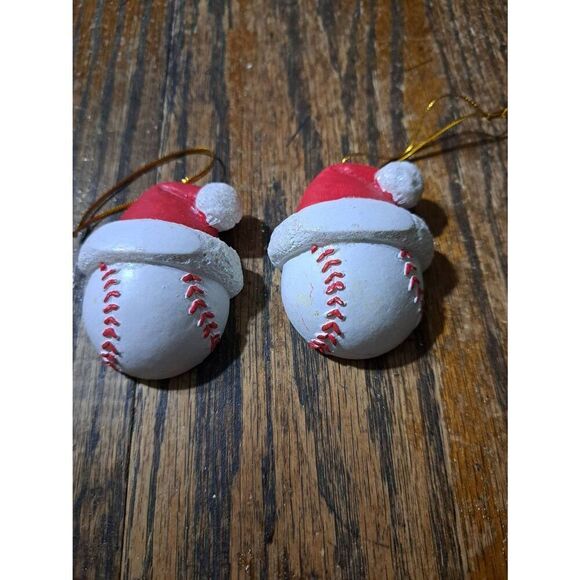 Lot 5 Football Baseball Sports Christmas Holiday Tree Ornaments to Personalize - Picture 4 of 5